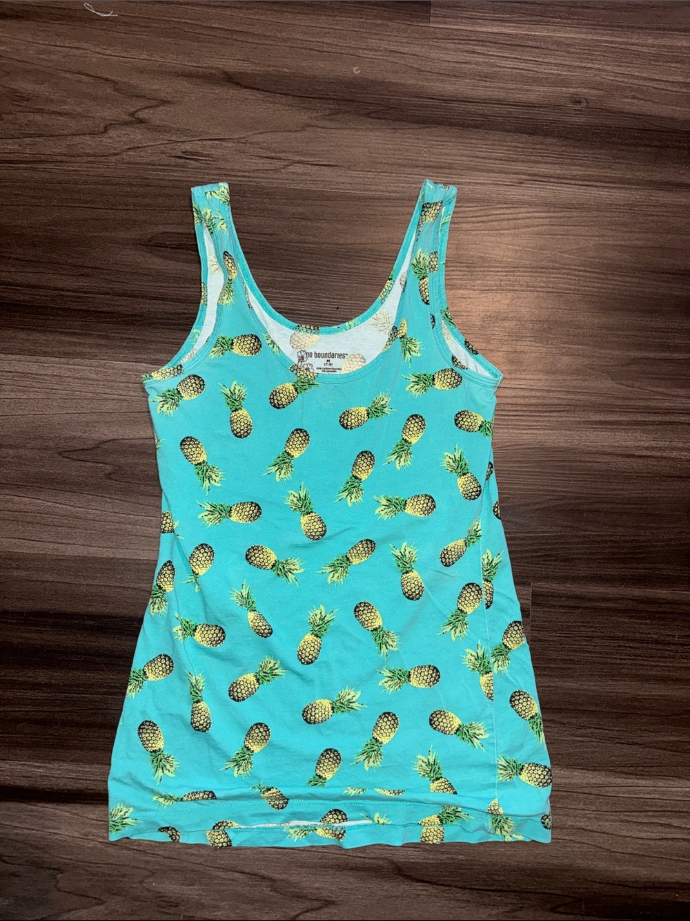 No Boundaries Aqua Pineapple Print Tank